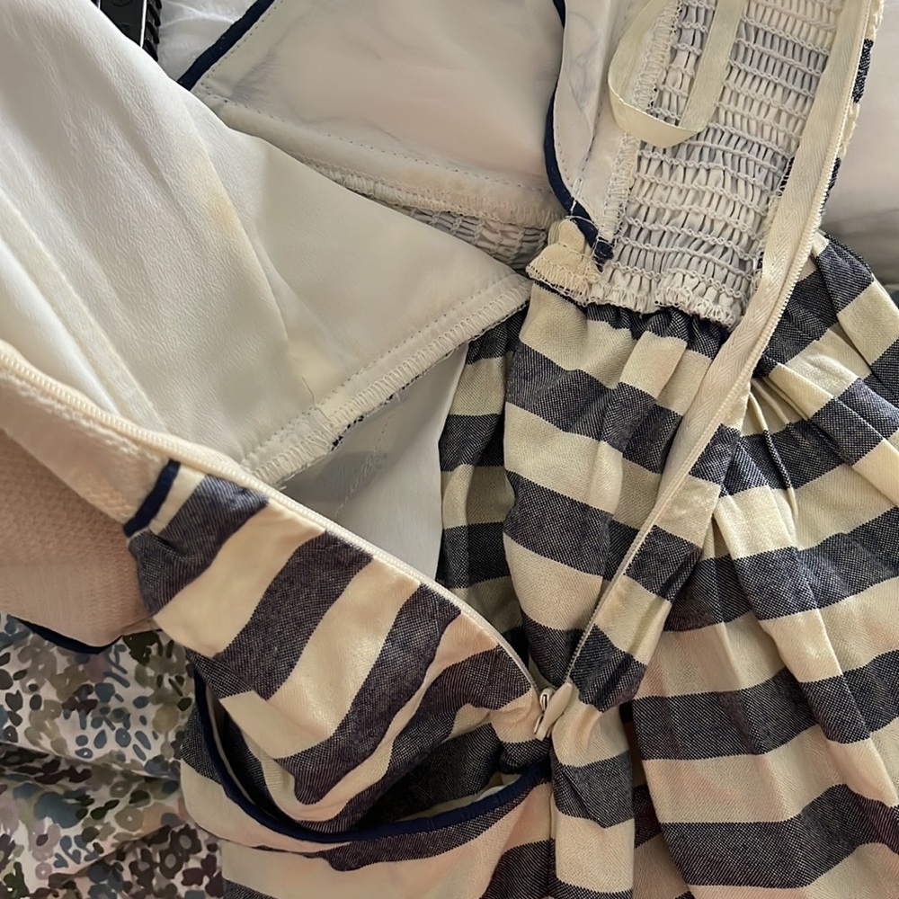 Kimchi Blue Cream Navy Striped Strapless Mini Dress Sweetheart - Picture 8 of 8